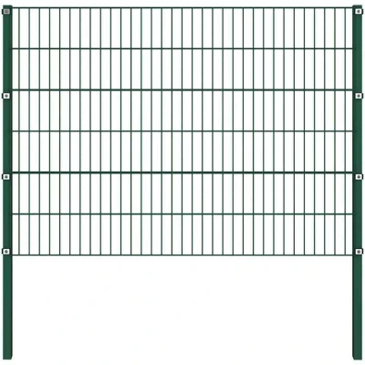 Image of vidaXL Fence Panel with Posts Iron 1.7x1.2 m Green