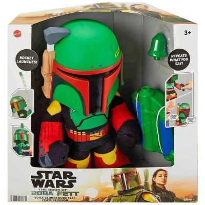 Image of ​Star Wars Boba Fett Voice Cloner Feature Plush, 12 Tall Figure with Changer &amp; Air Powered Soft Rocket Launcher, Gift for Kids 3 Years Up
