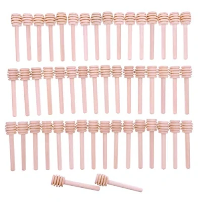 Image of JZK 50x Mini Wooden Honey Spoon for Slime 8CM Small Wood Dipper Sticks drizzler Wedding jar Favours Giveaway Gift