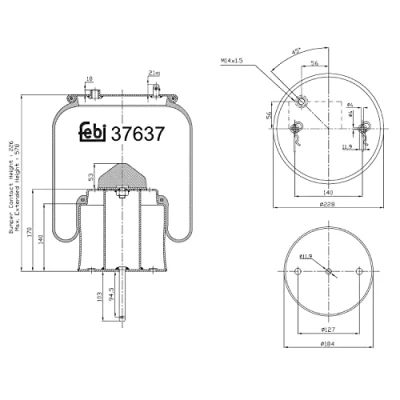 Image of 0470922, 1440304 Boot, air suspension FEBI BILSTEIN 37637 Rear Axle