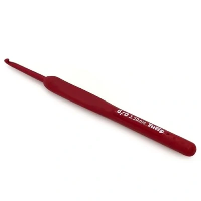 Image of Frida&#039;s Wollhaus Tulip Etimo Red Crochet Hook with Comfort Grip Smooth Tip Easy 15 Sizes (3.5)