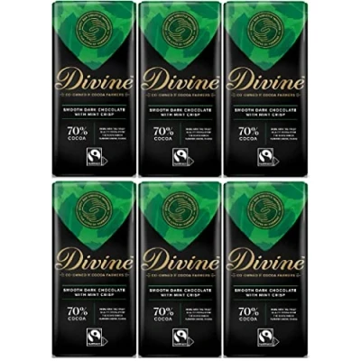 Image of (6 Pack) Divine 70% Dark Chocolate with Mint Crisp 90g