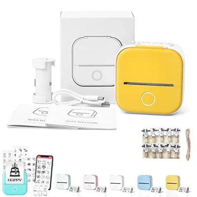 Image of Chagoo Mini Pocket Printer Inkless, Inkless Printer, Portable Instantly Sticker Thermal Wireless Bluetooth Photo Diy Scrapbook (Yellow)
