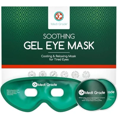 Image of Medi Grade Cooling Eye Mask for Puffy Eyes with Pads and Insulated Thermo Bag Ice Cold Gel Morning/Night Skincare Routine Reducing Dark Circles Soft