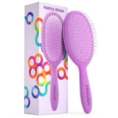 Image of Framar Wet Hair Brush Detangler Curly Women, Hairbrushes for Detangling Set, Detangle Brush, Hairbrush, Purple