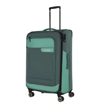 Image of Travelite Travel Suitcase Large Sustainable 4 Wheels VIIA Soft Luggage Trolley Made of Recycled Material TSA Lock 77 cm 91 103 litres, Eucalyptus, cm, with