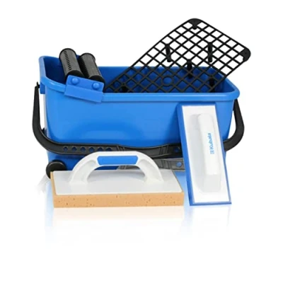 Image of Professional Wash Boy Tile Cleaning Set Kit with Bucket, Floor Grate, Float Grouting Tiling Sponge, and Accessories for DIY or Pro Contractor Installs, Glazing, Cleaning.