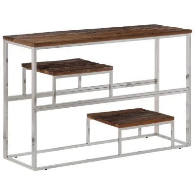 Image of vidaXL Console Table Silver Stainless Steel and Solid Wood Sleeper