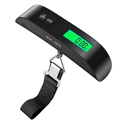 Image of pjp electronics Travel Luggage Scale, Digital Weighing Scales for Suitcase with Temperature Reading 50 Kg Capacity (Black)