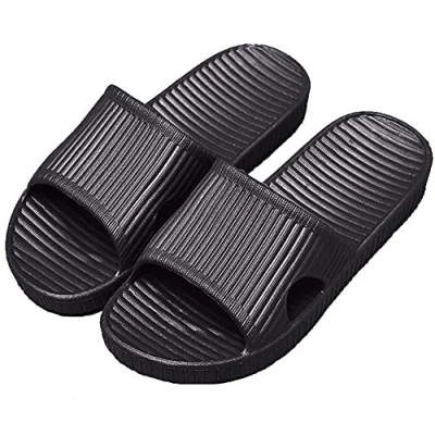 Image of Women and Men Anti Slip Slippers Indoor Use Outdoor Bath Sandal Soft Foam Sole Pool Shoes House Home Slide (Black, 9/10 UK)