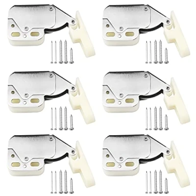 Image of oupados 6Pcs Touch Catch Latch Mini Automatic Spring with Screws for Press to Open Cupboard Doors