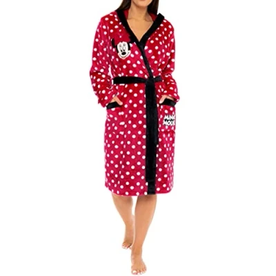 Image of Disney Women&#039;s Robe Minnie Mouse Bathrobe Fluffy for Women, Red, XXL