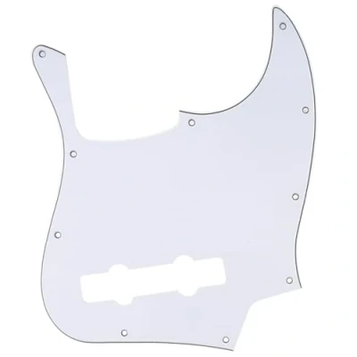 Image of Musiclily Pro 5 String 10 Hole Contemporary J Bass Pickguard for Fender Mexican Jazz Bass, 3Ply White