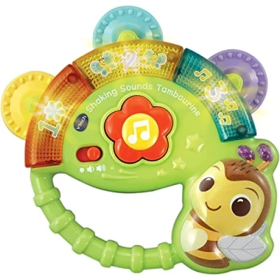 Image of VTech Baby Shaking Sounds Tambourine, Sensory Toy with Lights, Music, Colours, Interactive Gift for Boys &amp; Girls 3, 6, 9, 12, 24 months, English Version