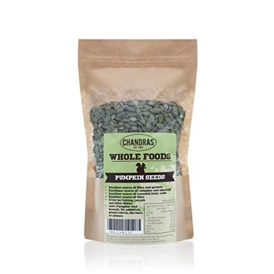 Image of Chandra Whole Foods Raw Pumpkin Seeds 350G Low Carb High Fibre to Eat, for Breads, Soups, Cereals &amp; Snacks Gluten Free, Keto, Shell Rich in Protein, Vitamins Antioxidants