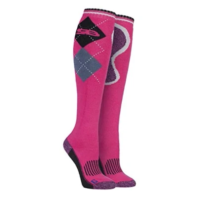 Image of Storm Bloc Ladies Knee High Long Argyle Padded Cotton Horse Riding Equestrian Boot Socks (4 8 uk, SBGLS009CER)