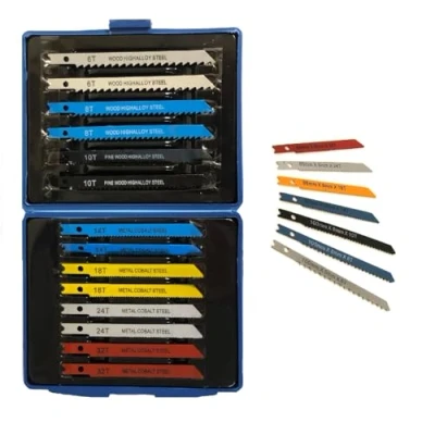 Image of 14pc U Fit Jigsaw Blade Set Fitting Metal Plastic Wood Blades PVC, Plastic, Aluminum, Sheet 6T, 8T, 10T, 14T, 18T, 24T, 32T (U FIT)