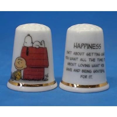 Image of Birchcroft Porcelain China Collectible Thimble Happiness with Display Box