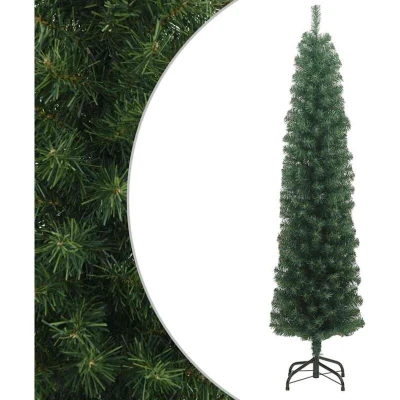 Image of vidaXL Slim Artificial Christmas Tree with Stand Green 210 cm PVC