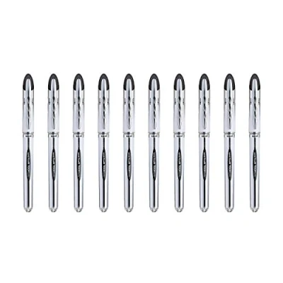 Image of Uni Ball Mitsubishi Pencil 10 Vision Elite UB200 Pens Airplane Safe Liquid Ink Roller Pen 0.8 mm tip Medium writing Black