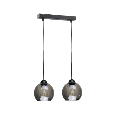 Image of Yuno Bar Pendant Ceiling Light Black, 50cm, 2x E27