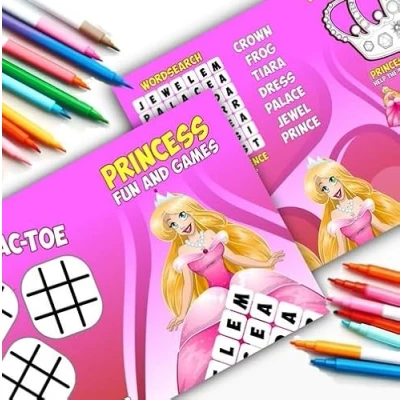 Image of Pack of 18 Princess Fun and Games Activity Sheets Party Bag Fillers