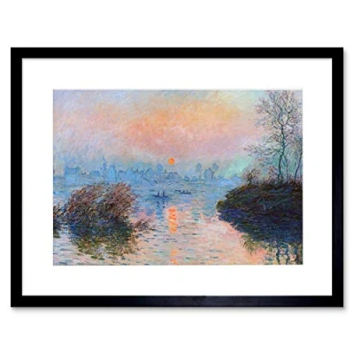 Image of Wee Blue Coo Monet Sunset Seine Lavacourt Winter Artwork Framed Wall Art Print 12X16 Inch