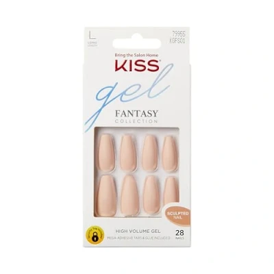 Image of KISS Gel Fantasy Collection, 4 the Cause, Long Length Nude Sculpted Nails, Includes 28 False Nail Glue, File, and Manicure Stick