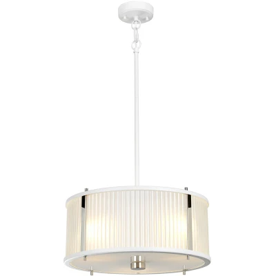 Image of Corona Cylindrical 3 Light Pendant, White Polished Nickel