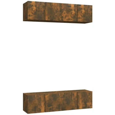 Image of vidaXL Wall TV Cabinets 4 pcs Smoked Oak 60x30x30 cm Engineered Wood