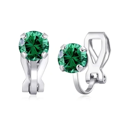 Image of Philip Jones May (Emerald) Birthstone Clip On Earrings Created with Zircondia® Crystals