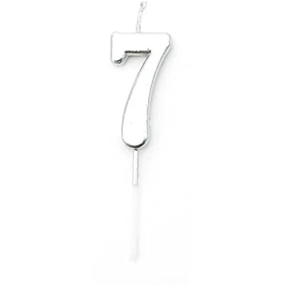 Image of Gifts 4 All Occasions Limited Shatchi Silver 7 Number Candle Birthday Anniversary Party Cake Decorations Topper