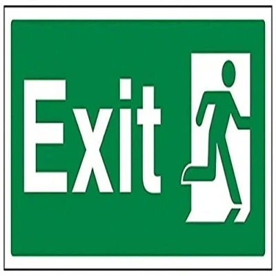 Image of V Safety 21009AY R Final Exit Man Right Sign Landscape 300mm x 150mm 1mm Rigid Plastic, Green
