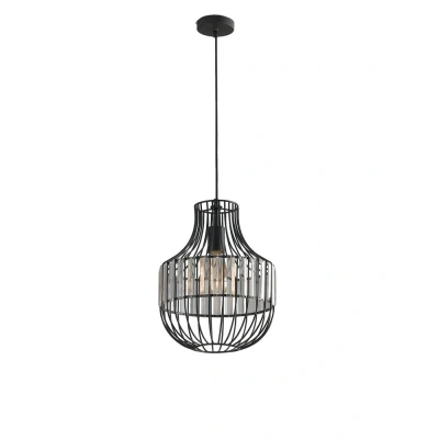 Image of OPIUM Wire Frame Pendant Ceiling Light Black 30x36.4cm