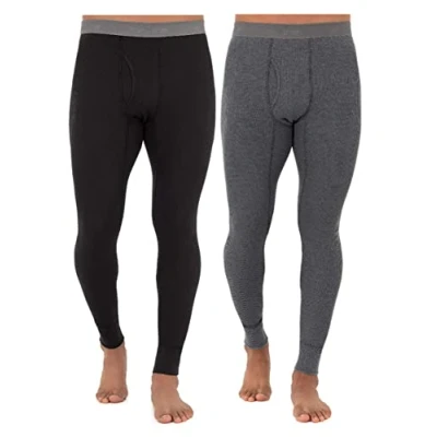 Image of Fruit of the Loom Men&#039;s Recycled Premium Waffle Thermal Underwear Long Johns Bottom (1, 2, 3, and 4 Packs) Pajama, Natural, X Large