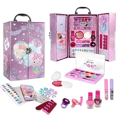 Image of Kids Portable Makeup Set Realistic Washable Cosmetics Box, Hairdressing Tools &amp; Accessories for Girls Ages 3+, Perfect Birthday, Creative Pretend Play Fun xwin sportseries