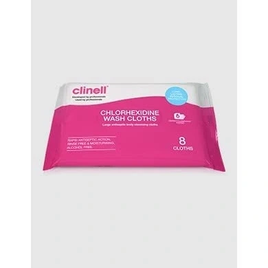 Image of Clinell Chlorhexidine Wash Cloths (Pack of 8) CHGWC8