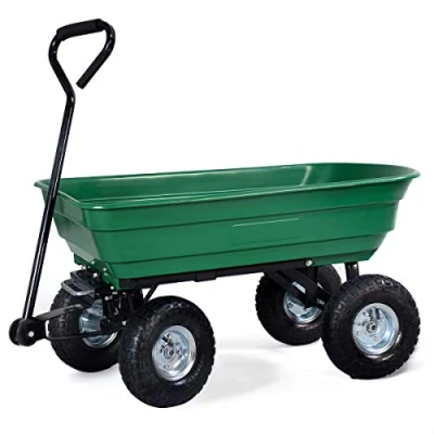 Image of EAZYGOODS Garden Dump Cart 75L 300 kg Wheelbarrow Tipping Trolley Utility Truck Trailer Green