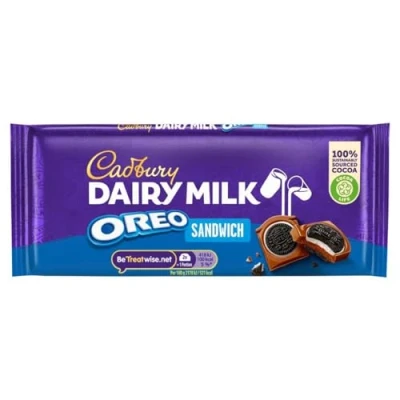 Image of Cadbury Dairy Milk OREO Sandwich Chocolate Bar, With Biscuit Pieces, 96g (Pack of 15)