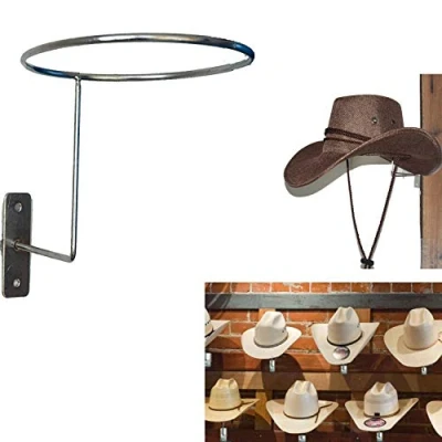 Image of AUXPhome Wall Mounted Silver Metal Hat &amp; Wig Display Racks/Cowboy Rack Cowboy Holder Coyboy Organizer/Cowgirl Straw Cap Storage Dryer Stand Organizer
