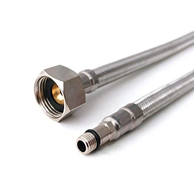Image of Xcel Home 2 x M8 x1/2 Flexible Tap Connectors (500mm) 4 Lengths Pair of BSP Kitchen/Basin Monobloc Mixer Flexi Pipe Tails Braided Stainless Steel