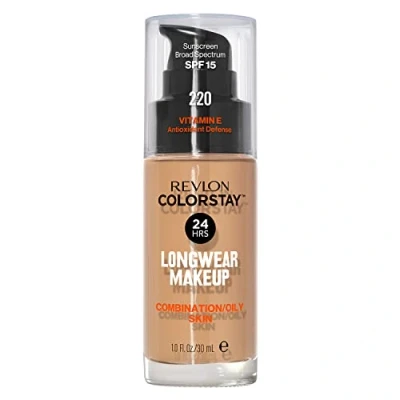 Image of Revlon Colorstay Liquid Foundation Makeup for Combination/Oily Skin SPF 15, Longwear Medium Full Coverage with Matte Finish, Natural Beige ((220), 30 ml