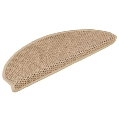Image of vidaXL Stair Mats 30 pcs Self Adhesive Sisal Look Fabric, Non Slip, Sound Dampening, Washable, Sand 65x21x4 cm