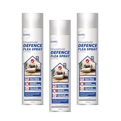 Image of Quebec Household Flea Spray Powerful &amp; Pest Control for Home, Effective Against Fleas, Ticks, Bed Bugs, Ants Insects, Long Lasting, Safe Indoor Use, Easy Application 500ML (3)