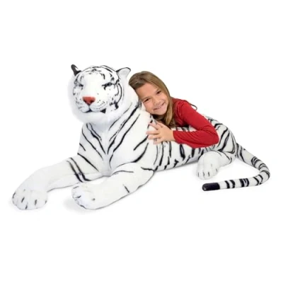Image of Melissa &amp; Doug White Tiger Plush, Soft Toy, Animal, All Ages, Gift for Boy or Girl
