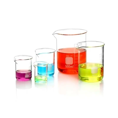 Image of QWORK® Glass Beakers 25ml 50ml 100ml 250ml 500ml Set of 5 Graduated Borosilicate Measuring Beaker for Science Lab Kitchen