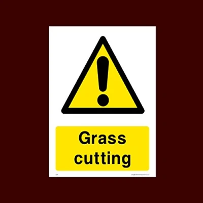 Image of Grass Cutting Plastic Sign with 4 Pre Drilled Holes (CA19) Warning, Farm, Dogs, Agriculture, Cattle, Sheep, Bull