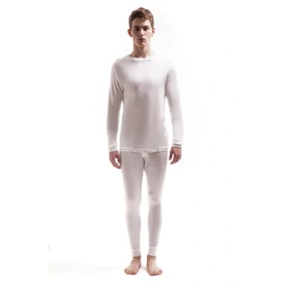 Image of Jasmine Silk Men&#039;s Round Neck Pure Thermal Long Sleeves Top Ivory (Large)