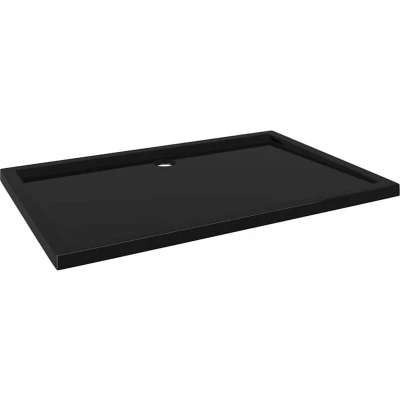 Image of vidaXL Rectangular ABS Shower Base Tray Black 80x120 cm