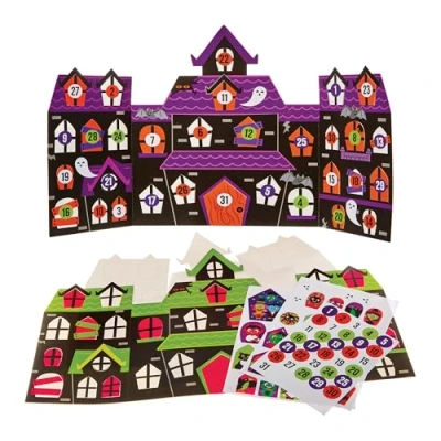 Image of Baker Ross FN297 Haunted House Halloween Countdown Kits Pack of 2, Advent Calendar, Crafts for Kids